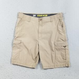Lee Extreme Motion Cargo Shorts Mens 38 Khaki Stretch Performance Multi Pocket